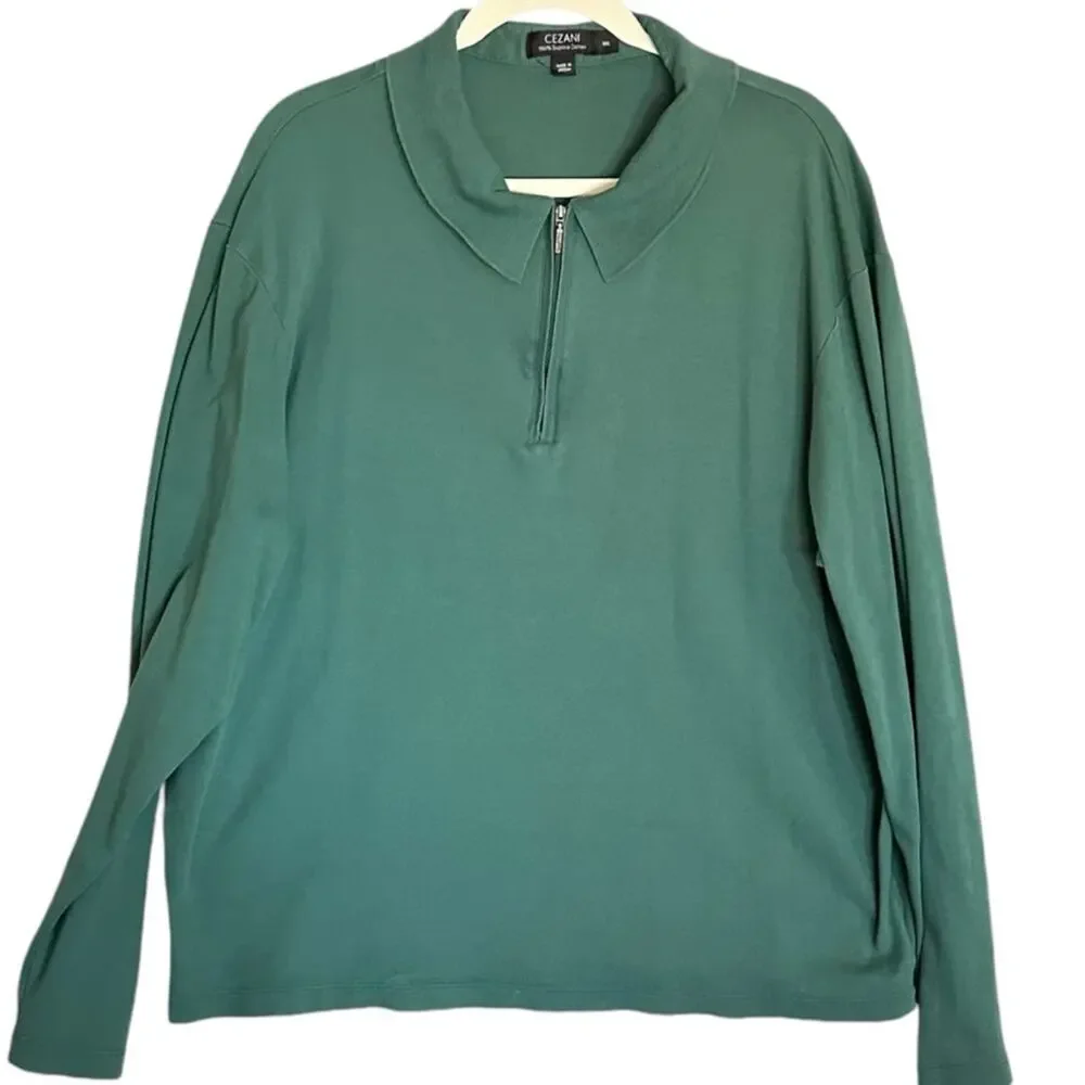 Cezani Men's 2XL Moss Green‎ 1/4 Zip Supima Cotton long sleeve henley 1/4 zip - Picture 2 of 11